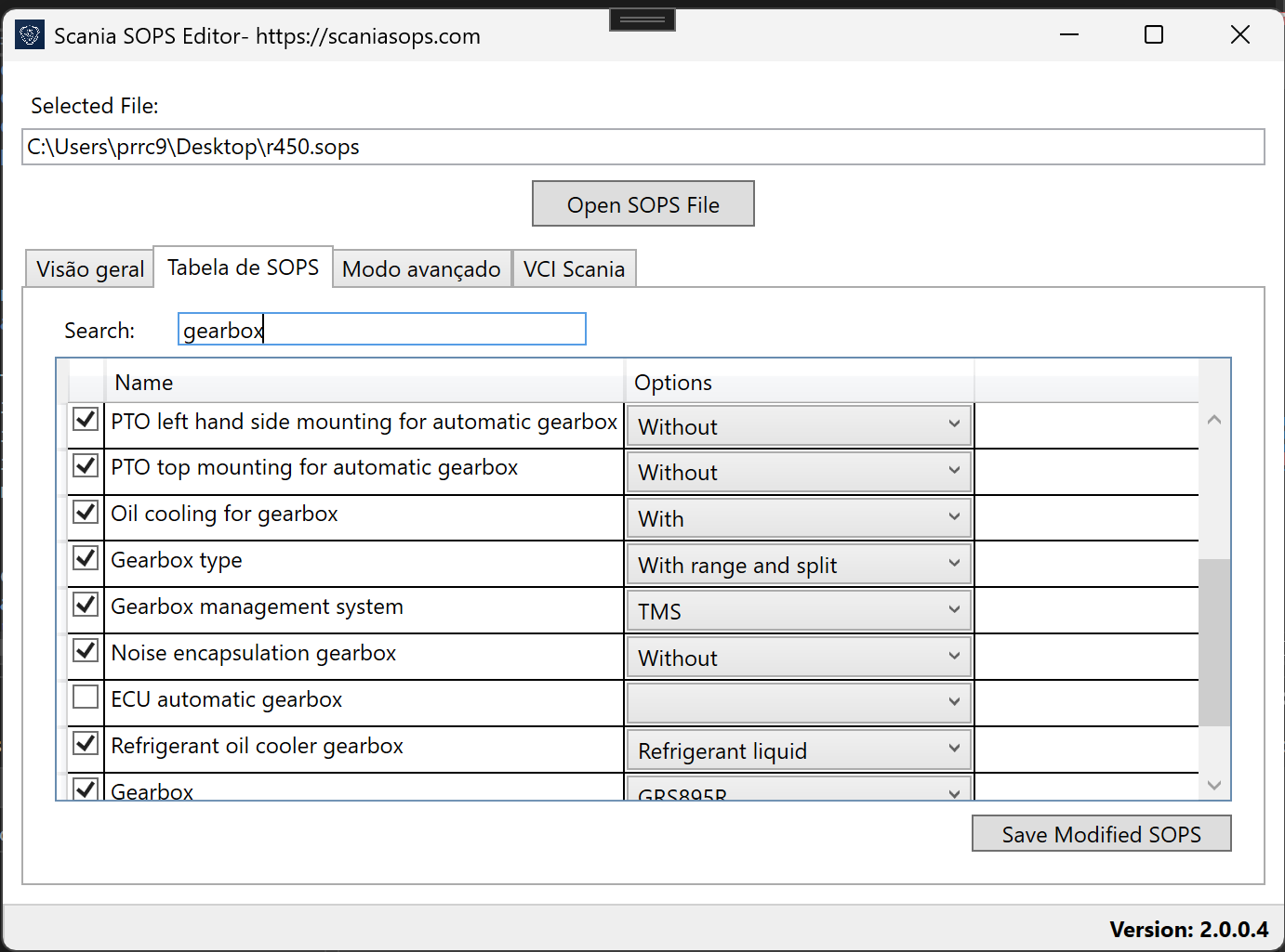 Scania SOPS Editor – XML advanced mode